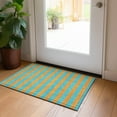 thumbnail image 1 of Addison Rugs Chantille Indoor/Outdoor Transitional Stripes Aqua Washable Rectangle Rug, 1'8" x 2'6", 1 of 6