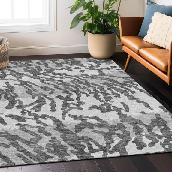 Addison Rugs Chantille Indoor/Outdoor Transitional Animal Print Gray Washable Rectangle Rug, 10' x 14'