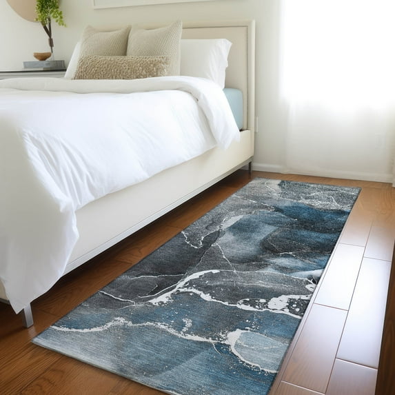 Addison Rugs Chantille Indoor/Outdoor Contemporary Watercolors Blue Washable Runner Rug, 2'3" x 7'6"