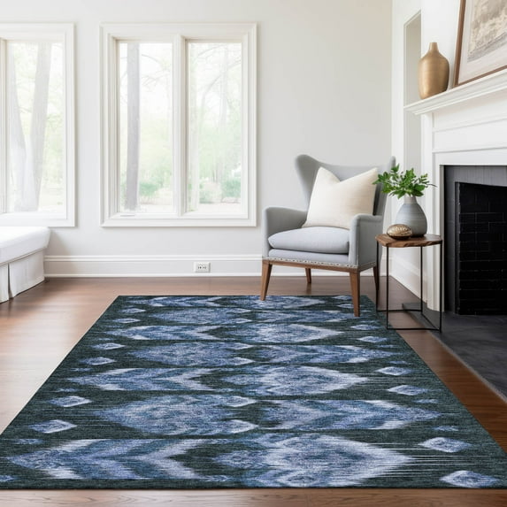 Addison Rugs Chantille Indoor/Outdoor Transitional Southwest Blue Washable Rectangle Rug, 8' x 10'