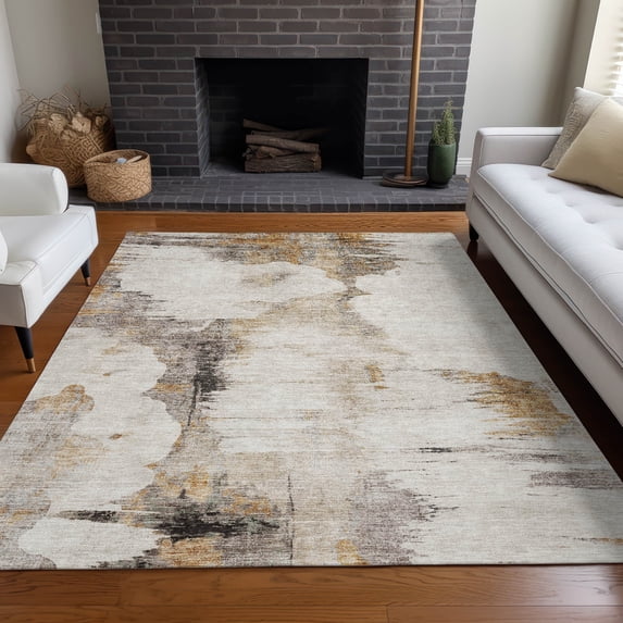 Addison Rugs Chantille Indoor/Outdoor Transitional Modern Beige Washable Rectangle Rug, 3' x 5'