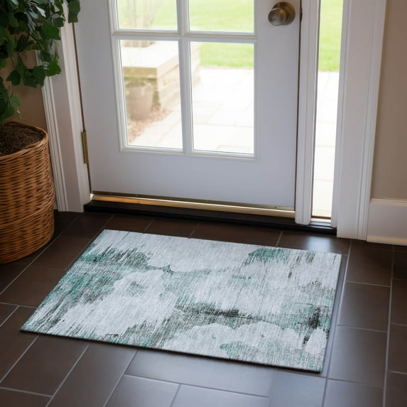 Addison Rugs Chantille Indoor/Outdoor Transitional Modern Teal Washable Rectangle Rug, 1'8" x 2'6"
