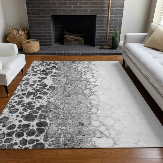 Addison Rugs Chantille Indoor/Outdoor Transitional Abstract Gray Washable Rectangle Rug, 10' x 14'