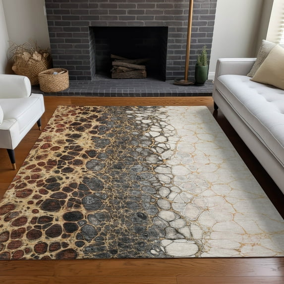 Addison Rugs Chantille Indoor/Outdoor Transitional Abstract Ivory Washable Rectangle Rug, 9' x 12'