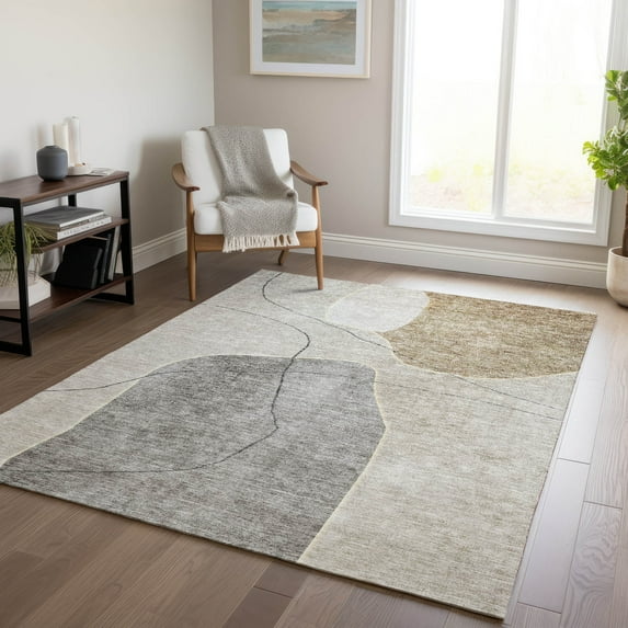 Addison Rugs Chantille Indoor/Outdoor Transitional Abstract Beige Washable Rectangle Rug, 5' x 7'6"