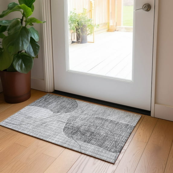 Addison Rugs Chantille Indoor/Outdoor Transitional Abstract Gray Washable Rectangle Rug, 1'8" x 2'6"