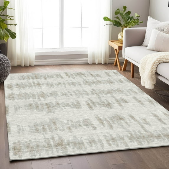 Addison Rugs Chantille Indoor/Outdoor Transitional Stripes Ivory Washable Rectangle Rug, 9' x 12'