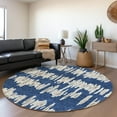 thumbnail image 1 of Addison Rugs Chantille Indoor/Outdoor Transitional Stripes Navy Washable Round Rug, 8' x 8', 1 of 6