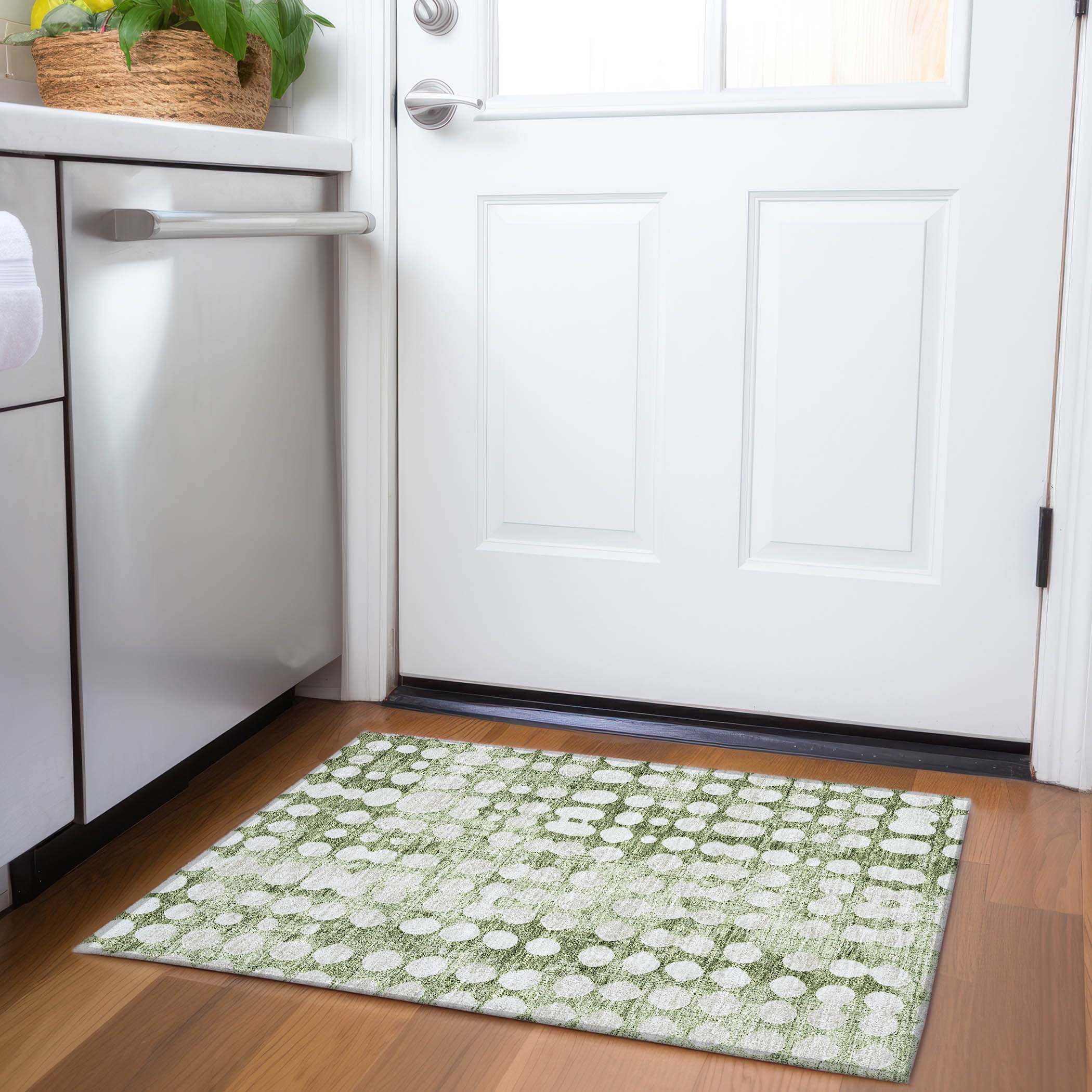 Addison Rugs Chantille Indoor/Outdoor Transitional Circles Aloe Washable Rectangle Rug, 1'8" x 2'6"