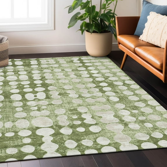 Addison Rugs Chantille Indoor/Outdoor Transitional Circles Aloe Washable Rectangle Rug, 10' x 14'