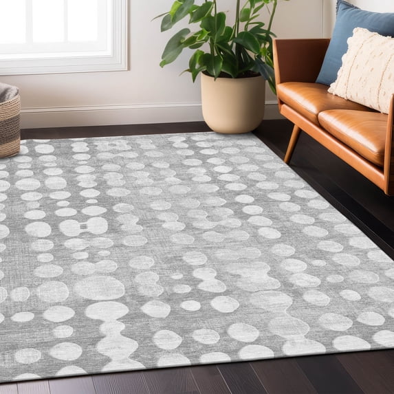 Addison Rugs Chantille Indoor/Outdoor Transitional Circles Gray Washable Rectangle Rug, 2'6" x 3'10"