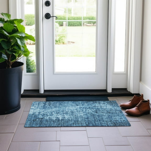 Addison Rugs Chantille Indoor/Outdoor Transitional Ikat Blue Washable Rectangle Rug, 1'8" x 2'6"