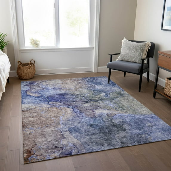 Addison Rugs Chantille Indoor/Outdoor Transitional Modern Blue Washable Rectangle Rug, 8' x 10'