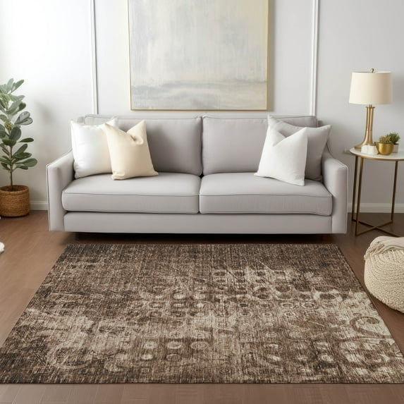 Addison Rugs Chantille Indoor/Outdoor Transitional Ikat Chocolate Washable Rectangle Rug, 9' x 12'
