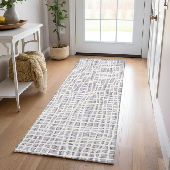 Addison Rugs Chantille Indoor/Outdoor Transitional Stripes Lilac Washable Runner Rug, 2'3" x 7'6"