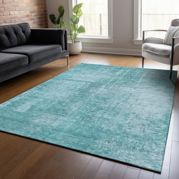 Addison Rugs Chantille Indoor/Outdoor Transitional Modern Aqua Washable Rectangle Rug, 5' x 7'6"