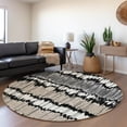 thumbnail image 1 of Addison Rugs Chantille Indoor/Outdoor Transitional Stripes Black Washable Round Rug, 8' x 8', 1 of 6