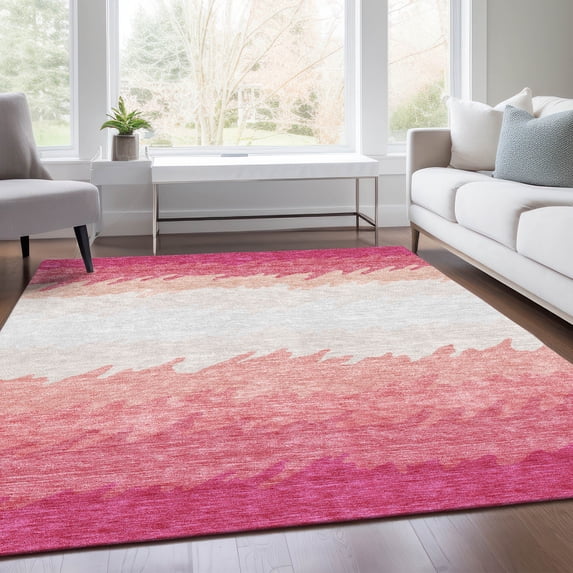 Addison Rugs Chantille Indoor/Outdoor Transitional Stripes Blush Washable Rectangle Rug, 8' x 10'