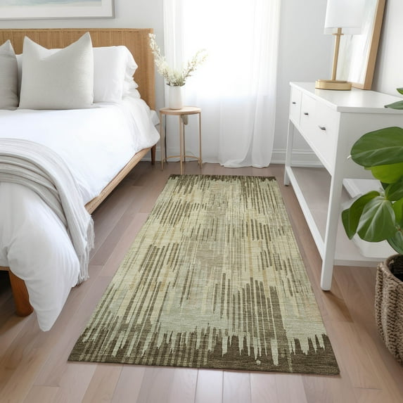 Addison Rugs Chantille Indoor/Outdoor Transitional Stripes Brown Washable Runner Rug, 2'3" x 7'6"