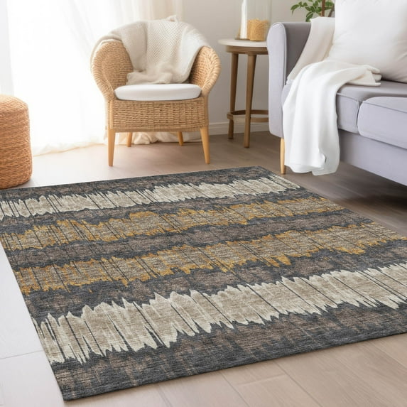 Addison Rugs Chantille Indoor/Outdoor Transitional Stripes Fudge Washable Rectangle Rug, 9' x 12'