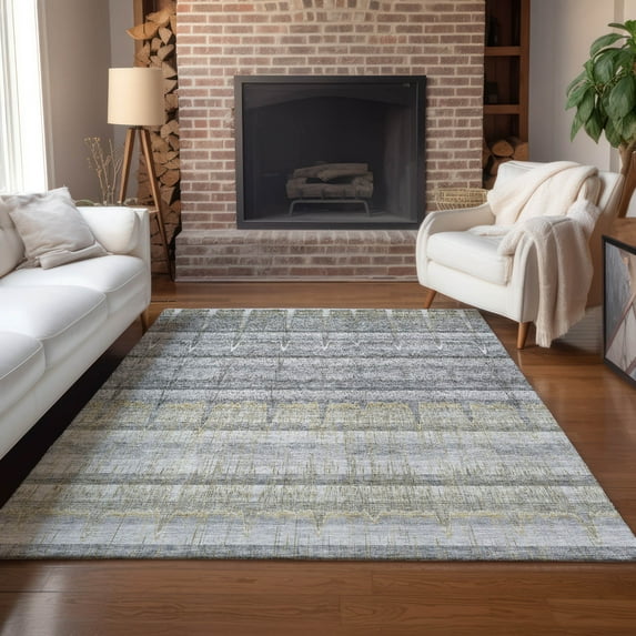 Addison Rugs Chantille Indoor/Outdoor Transitional Stripes Gray Washable Rectangle Rug, 10' x 14'