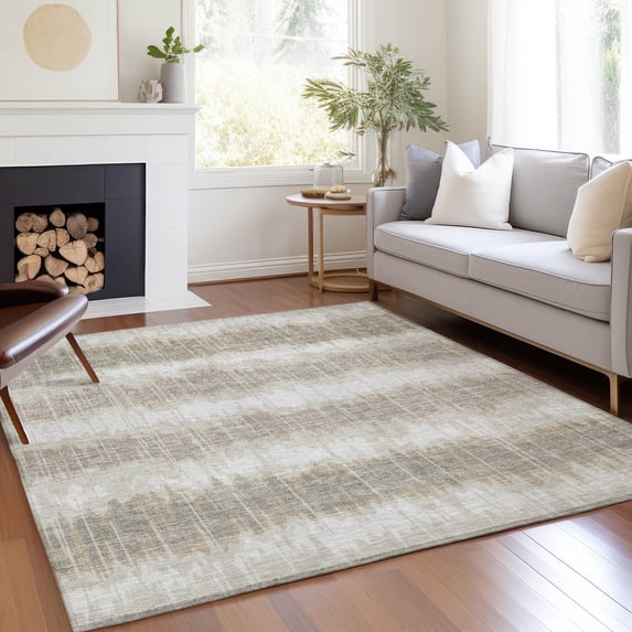 Addison Rugs Chantille Indoor/Outdoor Transitional Stripes Ivory Washable Rectangle Rug, 10' x 14'