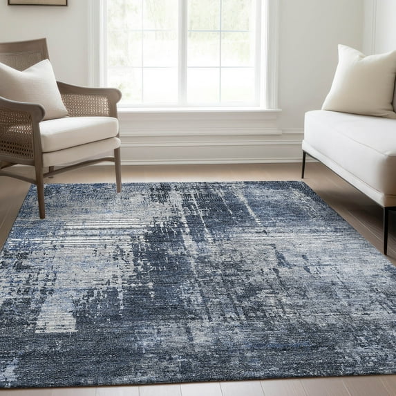 Addison Rugs Chantille Indoor/Outdoor Transitional Modern Navy Washable Rectangle Rug, 3' x 5'