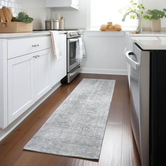 Addison Rugs Chantille Indoor/Outdoor Transitional Modern Silver Washable Runner Rug, 2'3" x 7'6"