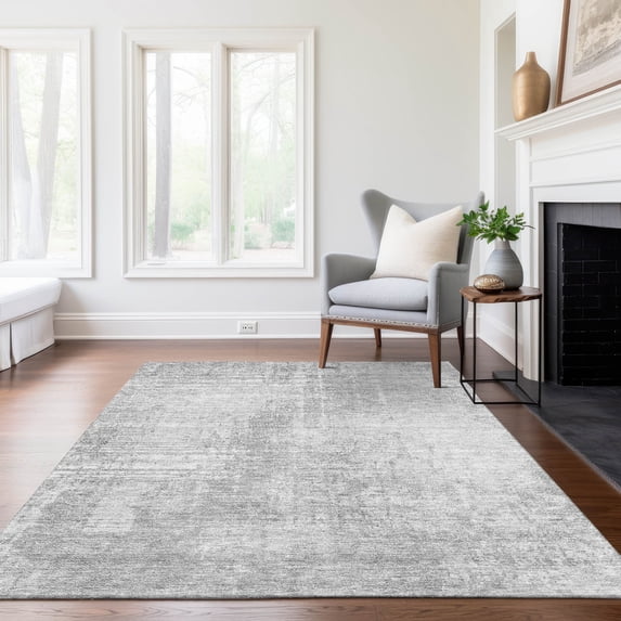 Addison Rugs Chantille Indoor/Outdoor Transitional Modern Silver Washable Rectangle Rug, 5' x 7'6"