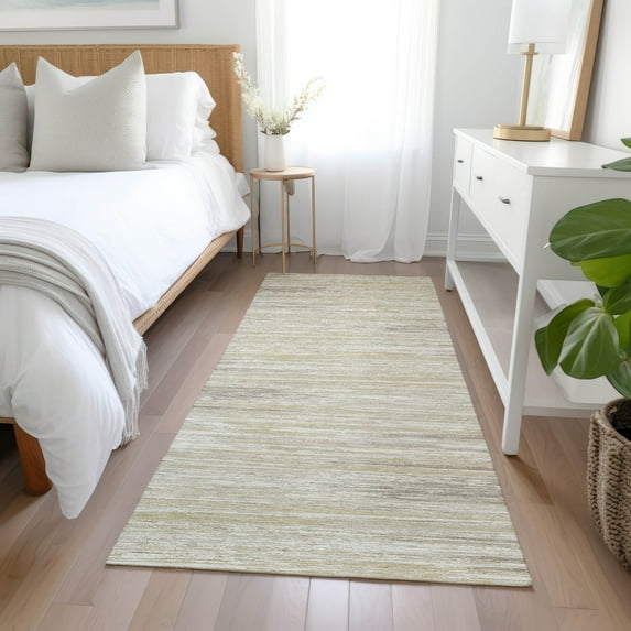 Addison Rugs Chantille Indoor/Outdoor Transitional Stripes Beige Washable Runner Rug, 2'3" x 7'6"