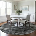 thumbnail image 1 of Addison Rugs Chantille Indoor/Outdoor Transitional Stripes Black Washable Round Rug, 8' x 8', 1 of 6