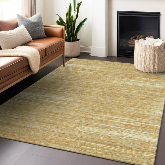 Addison Rugs Chantille Indoor/Outdoor Transitional Stripes Gold Washable Rectangle Rug, 9' x 12'