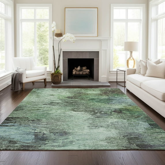 Addison Rugs Chantille Indoor/Outdoor Transitional Abstract Green Washable Rectangle Rug, 5' x 7'6"
