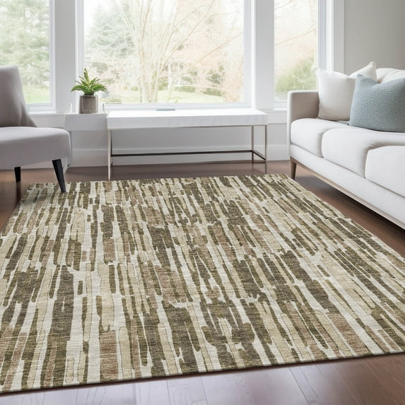 Addison Rugs Chantille Indoor/Outdoor Transitional Lines Mocha Washable Rectangle Rug, 2'6" x 3'10"