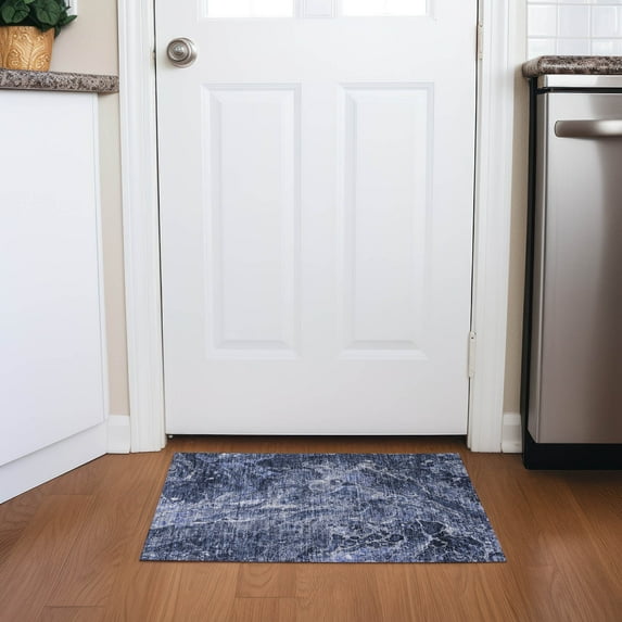 Addison Rugs Chantille Indoor/Outdoor Transitional Abstract Navy Washable Rectangle Rug, 1'8" x 2'6"