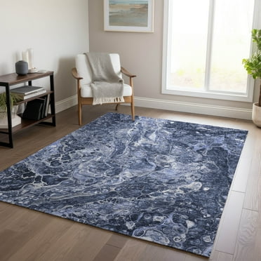 Addison Rugs Chantille Indoor/Outdoor Transitional Abstract Navy Washable Rectangle Rug, 5' x 7'6"