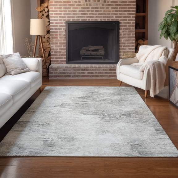 Addison Rugs Chantille Indoor/Outdoor Transitional Abstract Silver Washable Rectangle Rug, 3' x 5'