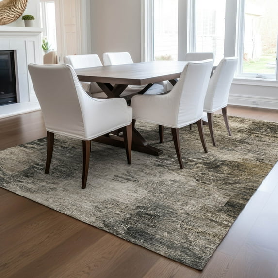 Addison Rugs Chantille Indoor/Outdoor Transitional Abstract Taupe Washable Rectangle Rug, 9' x 12'