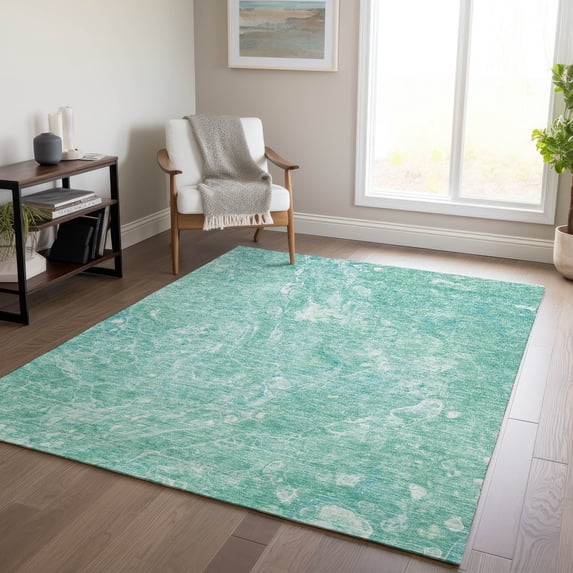 Addison Rugs Chantille Indoor/Outdoor Transitional Abstract Teal Washable Rectangle Rug, 3' x 5'