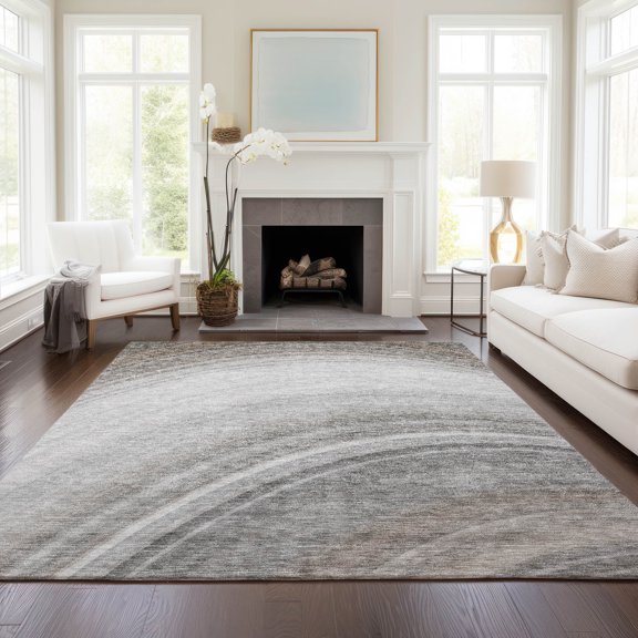 Addison Rugs Chantille Indoor/Outdoor Transitional Waves Gray Washable Rectangle Rug, 2'6" x 3'10"