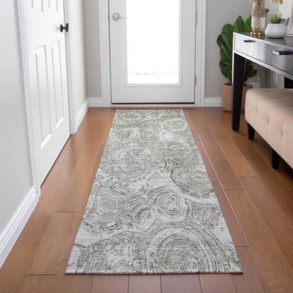 Addison Rugs Chantille Indoor/Outdoor Transitional Circles Ivory Washable Runner Rug, 2'3" x 7'6"