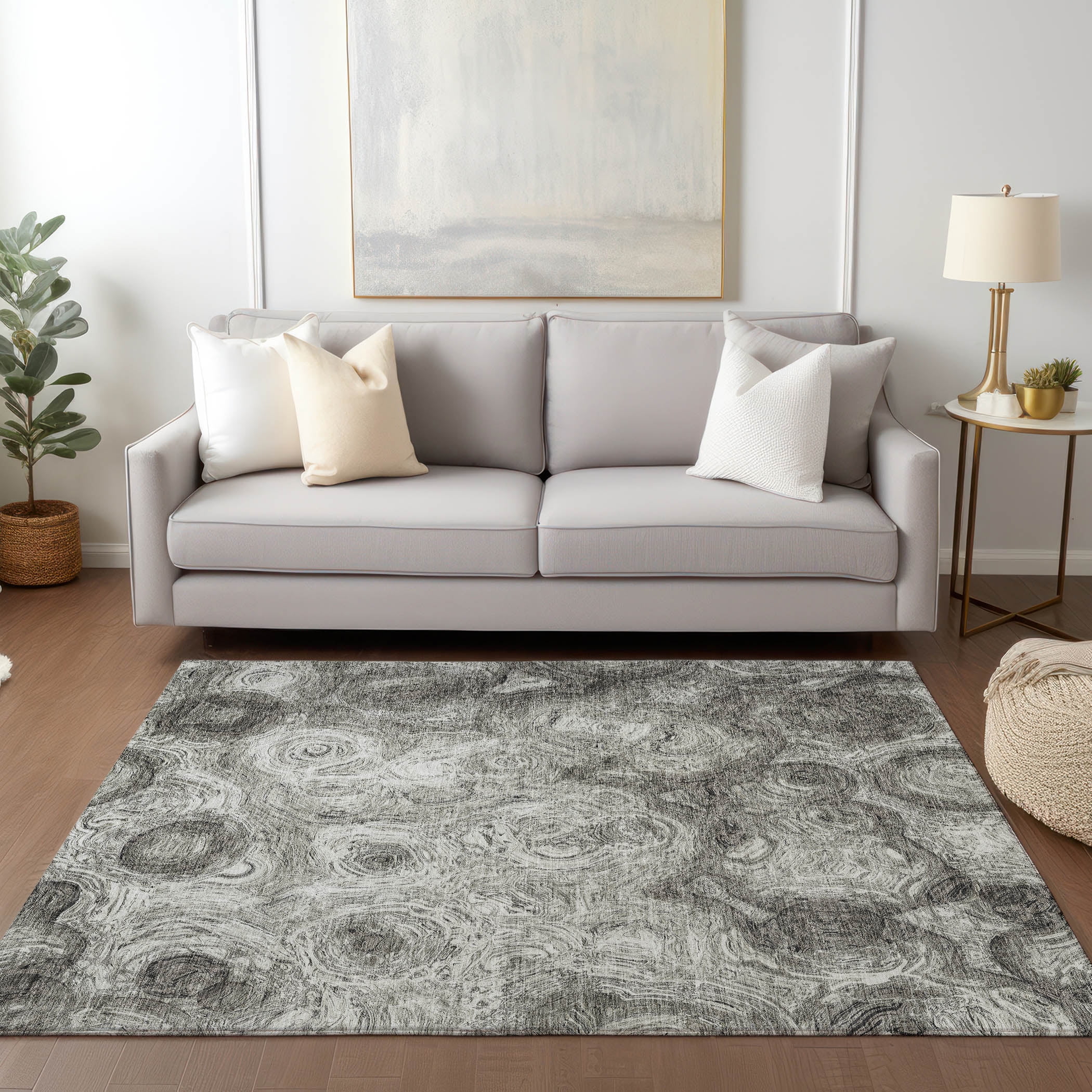 Addison Rugs Chantille Indoor/Outdoor Transitional Circles Silver ...