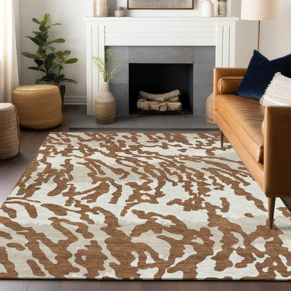 Addison Rugs Chantille Indoor/Outdoor Transitional Animal Print Paprika Washable Rectangle Rug, 5' x 7'6"
