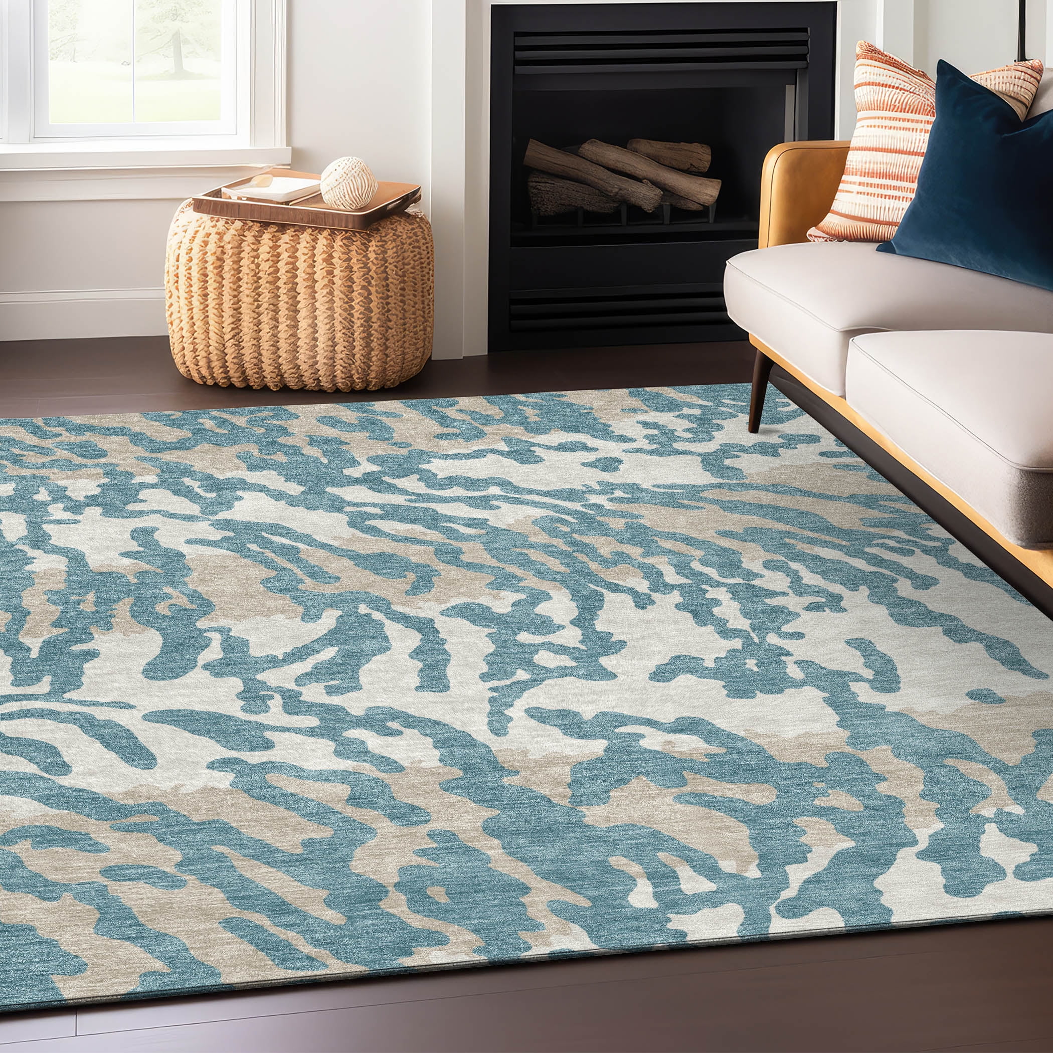 Teal Insect Rug Addison Rugs Chantille Indoor/Outdoor Transitional Animal Print Teal ...