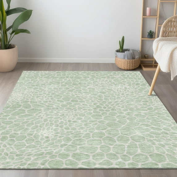 Addison Rugs Chantille Indoor/Outdoor Transitional Geometric Mint Washable Rectangle Rug, 5' x 7'6"