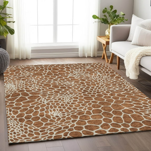 Addison Rugs Chantille Indoor/Outdoor Transitional Geometric Paprika Washable Rectangle Rug, 8' x 10'