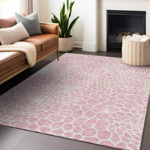 Addison Rugs Chantille Indoor/Outdoor Transitional Geometric Pink Washable Rectangle Rug, 8' x 10'