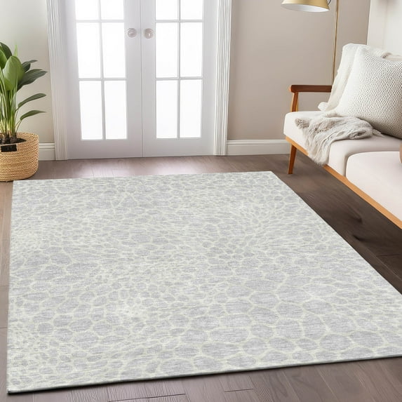 Addison Rugs Chantille Indoor/Outdoor Transitional Geometric Silver Washable Rectangle Rug, 3' x 5'