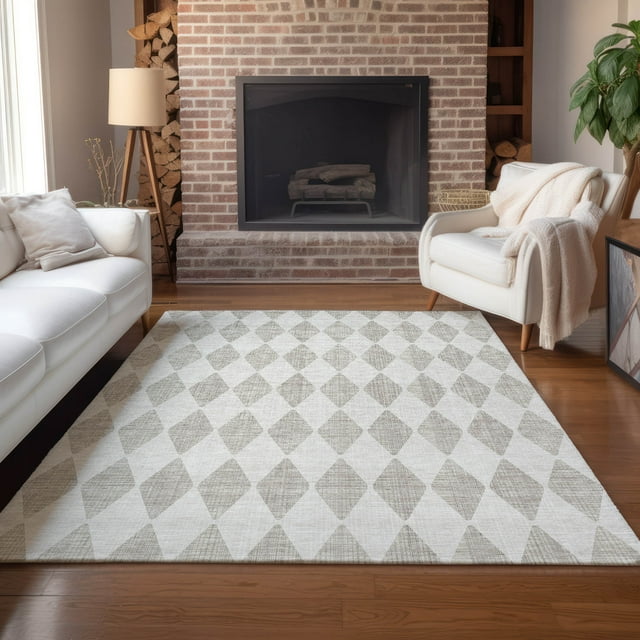 Addison Rugs Chantille Indoor/Outdoor Transitional Diamonds Beige Washable Rectangle Rug, 3' x 5'