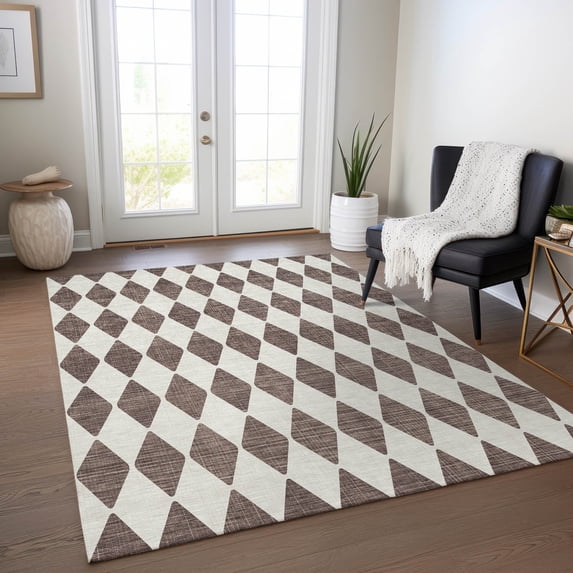 Addison Rugs Chantille Indoor/Outdoor Transitional Diamonds Brown Washable Rectangle Rug, 3' x 5'